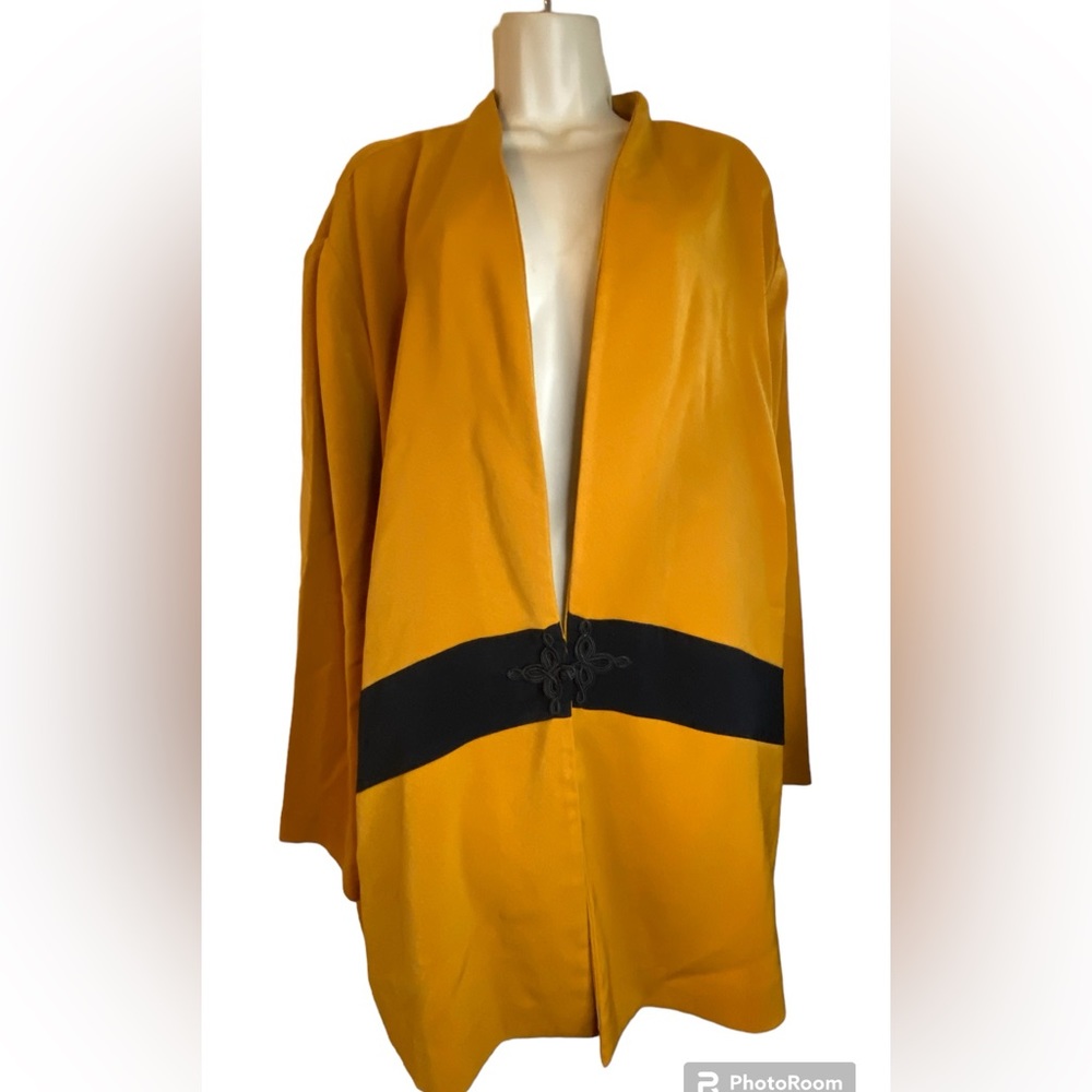Dana Kay Vintage Mustard Yellow Blazer Black Brocade Closure See Measurements
